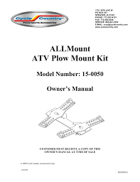 Allmount Atv Plow Mount Kit Manualzz Com
