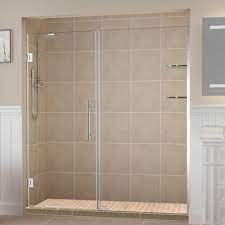 Aston Belmore Gs Hinged Frameless Shower Door Wall Size Glass Door X Fixed Panel 38 W X 36 W Shower Doors Frameless Shower Doors Frameless Shower