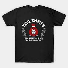 A bag that contains wind, fire, all that kind of thing. summary. Egg Shen S Six Demon Bag T Shirt Big Trouble In Little China Tshirt X228pcx 80s Jack Burton Movie Shen Egg Quote 80s T Shirts Aliexpress