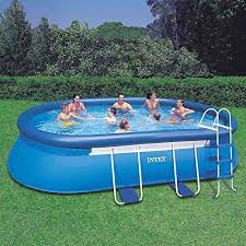 Intex 18ft X 10ft X 42in Oval Above Ground Swimming Pool Frame Set Backyard Easy Set Pools Best Above Ground Pool Portable Swimming Pools