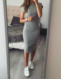 Grey Shirt Dress Fashion Outfits Fashion Bodycon Outfits