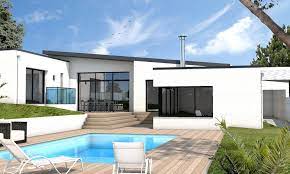 Maison plain pied en l moderne. Maison Moderne Sejour Deplafonne Auray Depreux Construction
