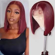 Amazon.com : oulaer 99j Short Wigs Human Hair Bob Bone Straight Hair Wigs  Burgundy Invisible 13x6 HD Transparent Lace Front Wig Bleached Knots 150%  Density Pre Plucked Brazilian Hair with Baby Hair