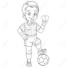Two teams of 11 players each are opposed in a stadium, whether on a floor or grassy field. Coloring Page Coloring Picture Of Cartoon Football Referee Royalty Free Cliparts Vectors And Stock Illustration Image 138759748