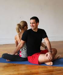 This partner yoga pose stretches your lower back. Hatha Yoga Poses For Couples Shape Magazine