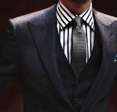 Black And White Check Coat Mens Men S Ensemble Black White Pinstripe Oxford Shirt Black White Checkered Tie With Black Vest And Suit Jacket Well Dressed Men Mens Outfits Men Dress