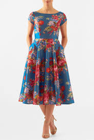 Floral Print Fit And Flare Dupioni Dress Plus Size Dressy Dresses Fashion Fashion Dresses