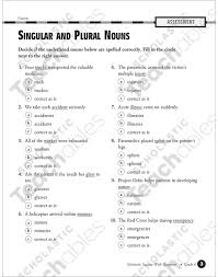 This is the answer key for the following worksheet: Singular And Plural Nouns Grades 5 6 Printable Test Prep And Tests Skills Sheets