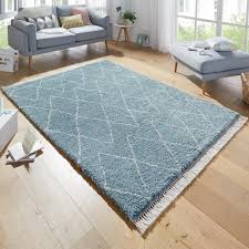 Sie möchten ihr zuhause mit möglichst geringem aufwand verschönern? Design Teppich Hochflor Jade Blau Mit Fransen Teppich Boss