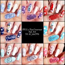 Bts Nail Art Bt21 X Hunt Innerwear Koreannailart Korean Nail Art Army Nails Cute Acrylic Nails