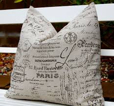 Paris French Script Linen Pillow Covers French Pillows Paris Decorative Pillows Cushion Pillow Covers