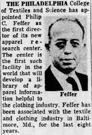 Philip C Feffer hired to Philadelphia College of Textiles and Science