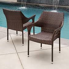 Amazon Com Del Mar Outdoor Wicker Stacking Chairs Set Of 2 Perfect For Patio Mu Outdoor Wicker Chairs Lounge Chair Outdoor Wicker Patio Furniture Sets