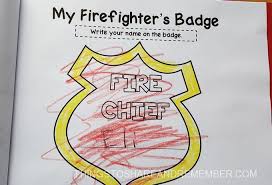 Printable firefighter badge coloring page. Preschool Fire Safety Booklet Printables