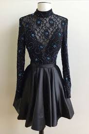 Generous High Neck Long Sleeves Open Back Short Black Homecoming Dress With Beading Lace Long Sleeve Homecoming Dresses Prom Dresses Long With Sleeves Cute Homecoming Dresses
