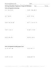 Apr 25 Wkst Solving Quadratic Equations Using All Methods Pdf Hon Geom Quadratics Unit Name U00a9t D2s0a1x9s Mkhugtpa Bsropfttowfarrreh Rlolxch I U Course Hero
