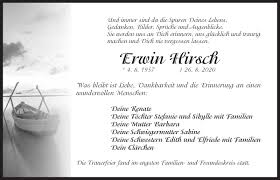 Traueranzeigen von Erwin Hirsch