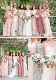Rustic Wedding In Shades Of Pink Patterned Bridesmaid Dresses Pink Bridesmaid Dresses Mismatched Bridesmaids