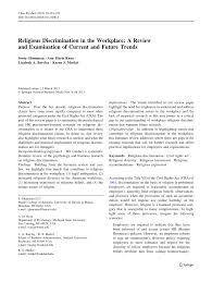 Pdf Religious Discrimination In The Workplace A Review And Examination Of Current And Future Trends