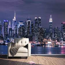 Custom 3d Non Woven Wallpaper Modern New York City Night View Living Room Tv Background Wall Decor Mural Wallpapers 3d Parede Mural Wallpaper 3d Tv Backgroundmu Wallpaper Living Room Bedroom Wallpaper City Wallpaper