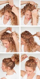 Coiffure cheveux mi long facile et rapide pour le college. Hair Tutorials Tutorial Curly Braided Top Knot Coiffure Facile Coiffure Jolie Coiffure