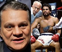 Here is a photo of the Champ's Roberto Durán and Esteban de Jesús at a  press conference before there trilogy fight for the Undisputed Lightweight  Championship Of The World