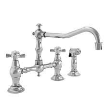 Julia two hole bridge articulated kitchen faucet, metal cross handles and spray. Newport Brass 945 1 26 At George S Kitchen Bath The Highest Quality Plumbing Fixtures And Supplies In Pasadena California Pasadena California