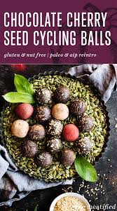 Fudgy Chocolate Cherry Seed Cycling Balls Nut Coconut Free Meatified Recipe Seed Cycling Fudgy Chocolate Chocolate Cherry