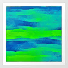 Made in india constructed with 100% wool. Lime Green Blue Stripes Abstract Art Print By Katherinefriesen Society6