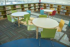 Colorful Chairs And Tables In The Children S Section Lfi Installation Woodridge Public Library Library Decor Childrens Library Colorful Chairs