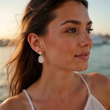 Green Stone Sweety Earrings in Gold-Plated Silver