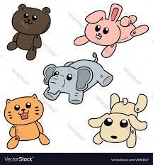 Set Stuffed Animals Vector Image On Vectorstock Cute Doodle Art Cute Doodles Cartoon Animals