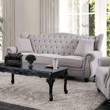 Here at sterling furniture, we offer a huge range of high back sofas from leading brands such as g plan , natuzzi editions and stressless. Ewloe Light Gray Wingback Sofa Furniture Of America Cm6572