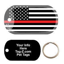 Choose a pet id tag for your cat or dog from our range of 150+ durable & stylish pet name tags. Red Line Flag Customized Pet Tag Military Shape Tag Z Dog Tags Buy Online In Faroe Islands At Faroe Desertcart Com Productid 31837120