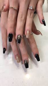 Prom Black And Gold Acrylic Nails Black Gold Nexgen Nails Nail Art Nails
