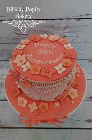 Coral 35th Wedding Anniversary Cake 35th Wedding Anniversary Anniversary Cake Wedding Anniversary Cake