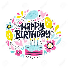 Bouquet of lilac flowers on wooden background. Happy Birthday Lettering In Hand Drawn Frame Congratulations And Wishes In Balloons Flowers Vector Border B Day Cake With Candles Clipart Five Years Anniversary Celebration Greeting Card Template Royalty Free Cliparts Vectors And