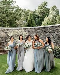 Birdy Grey Bridesmaid Dresses Real Birdy Grey Weddings Birdy Grey Mix And Match Silver Gray And Dusty Blue Mesh And Tulle Tulle Bridesmaid Dress Bridesmaid Dresses Under 100 Gray Weddings