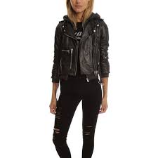 R13 Leather Hooded Moto Jacket 1 595 Liked On Polyvore Featuring Outerwear Jackets Women Vintage Leather Jac Jackets Leather Jacket Real Leather Jacket