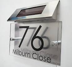 Modern House Signs Plaques Door Numbers 1 9999 Solar Light Street Name Led 720643073505 Ebay