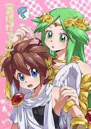 nekobayashi (nekoforest), palutena, pit (kid icarus), kid icarus, tagme,  blue eyes, brown hair, green eyes, green hair, jewelry, lots of jewelry -  Image View - | Gelbooru - Free Anime and Hentai Gallery