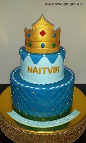 Baby Boy 1st Birthday Cake Cartoon Images Prince Theme 2 Layer Customized Designer Fondant Cake For Baby Boy S 1st Birthday At Pune Cartoon Birthday Cake Baby Boy Cakes Wedding Cake Designs