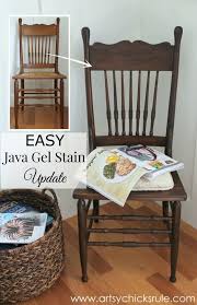 Antique Press Back Chair Update With Java Gel Stain Artsy Chicks Rule Java Gel Stains Java Gel Restaining Wood Furniture
