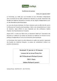 Ces formations s'appuient sur le développement de. 13 Janvier Conference De Presse Du Formindep Sur Le Classement Des Facs De Medecine En Fonction De Leur Independance Pratiques