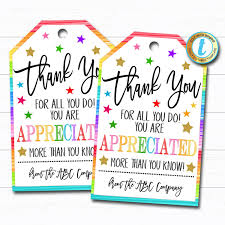 Thank You Gift Tags Teacher Staff Employee Nurse Volunteer Etsy Staff Appreciation Week Staff Appreciation Gifts Teacher Appreciation Gifts