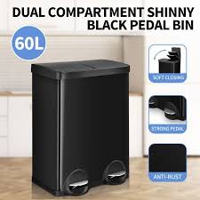 Shop for trash cans 13 gallon online at target. 60l Dual Compartment Pedal Garbage Rubbish Bin Steel Shiny Black Kitchen Waste Trash Can Crazy Sales