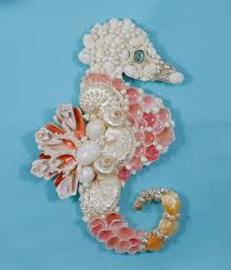 Seahorse Wall Decor Seahorse Shell Art Beach Decor Coastal Decor Nautical Decor Pink Seashell Seahorse W Sea Shell Decor Shell Art Nautical Bathroom Decor