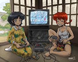 Ranma and Akane playing Super Famicom