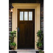 Builder S Choice 36 In X 80 In Craftsman English Walnut 2 Panel 3 Lite Stained Premium Fiberglass Prehung Front Door With Brickmould Hdx161548 The Home Depo Craftsman Front Doors Fiberglass Front Door Fiberglass Exterior Doors