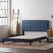 Explore our range of beds & bed bases in a variety of sizes and styles. Rest Haven Upholstered Platform Bed Frame With Square Tufted Headboard Queen Navy Walmart Com Walmart Com